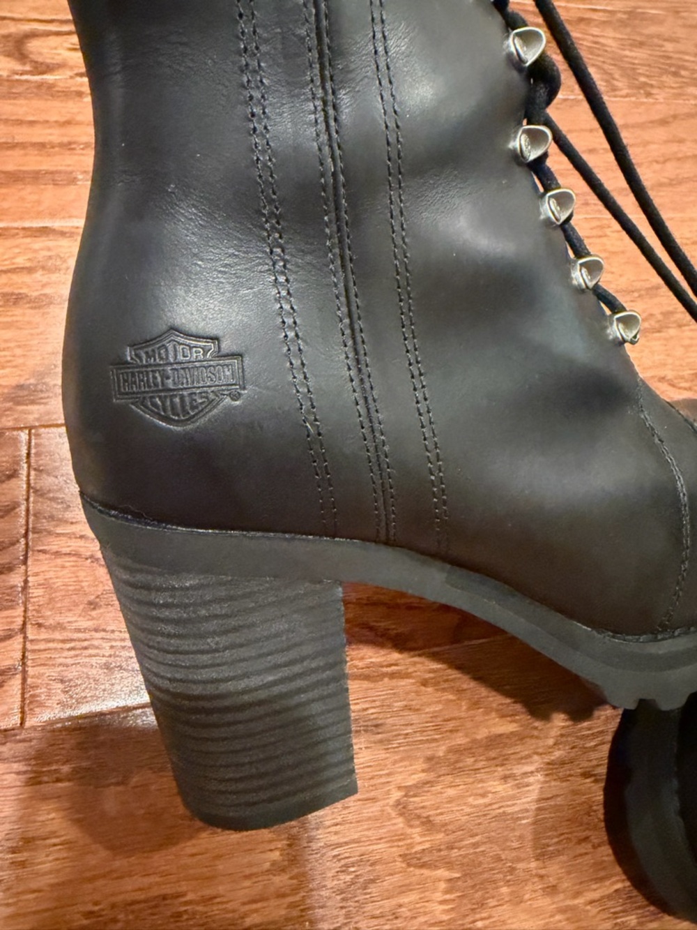 Harley-Davidson Black Lace-Up Women's Block Heel Boot